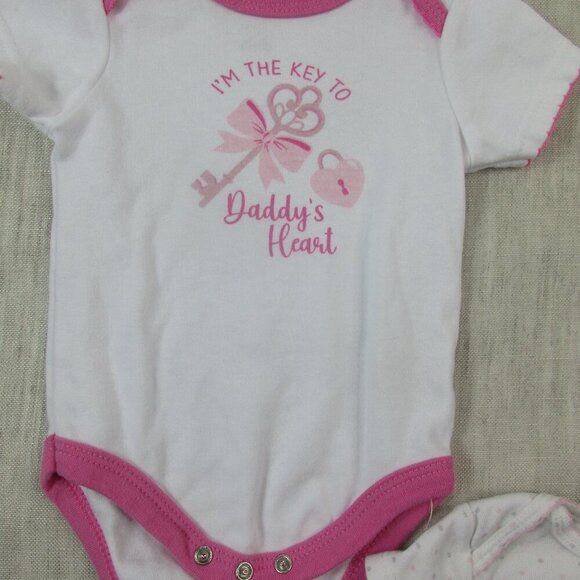 Lot of 3 Carter's Onesies Bodysuits Baby Girls 3M Pink White Daddy’s Princess - Picture 3 of 6